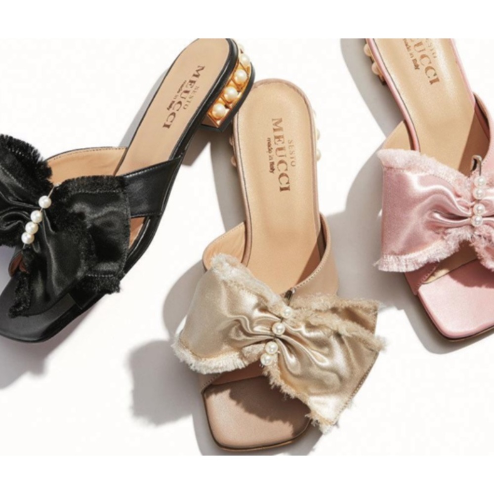 Sesto Meucci Wesi Pearl and Bow Slide Sandal